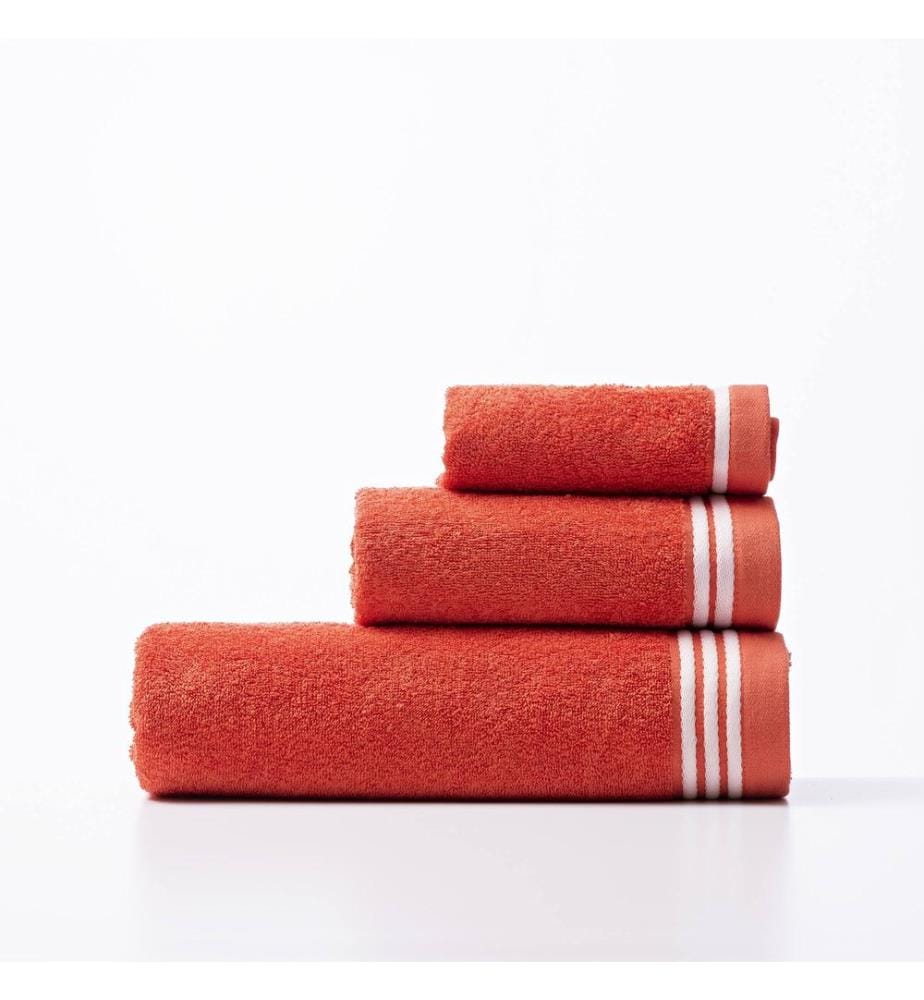 Bath Towel 70x140cm 450Gsm 100% Cotton Red With Rainbow Stripes Benetton
