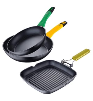 Rainbow Bratpfanne Grün und Gelb 2 Teile + Safari Grillpfanne Grün