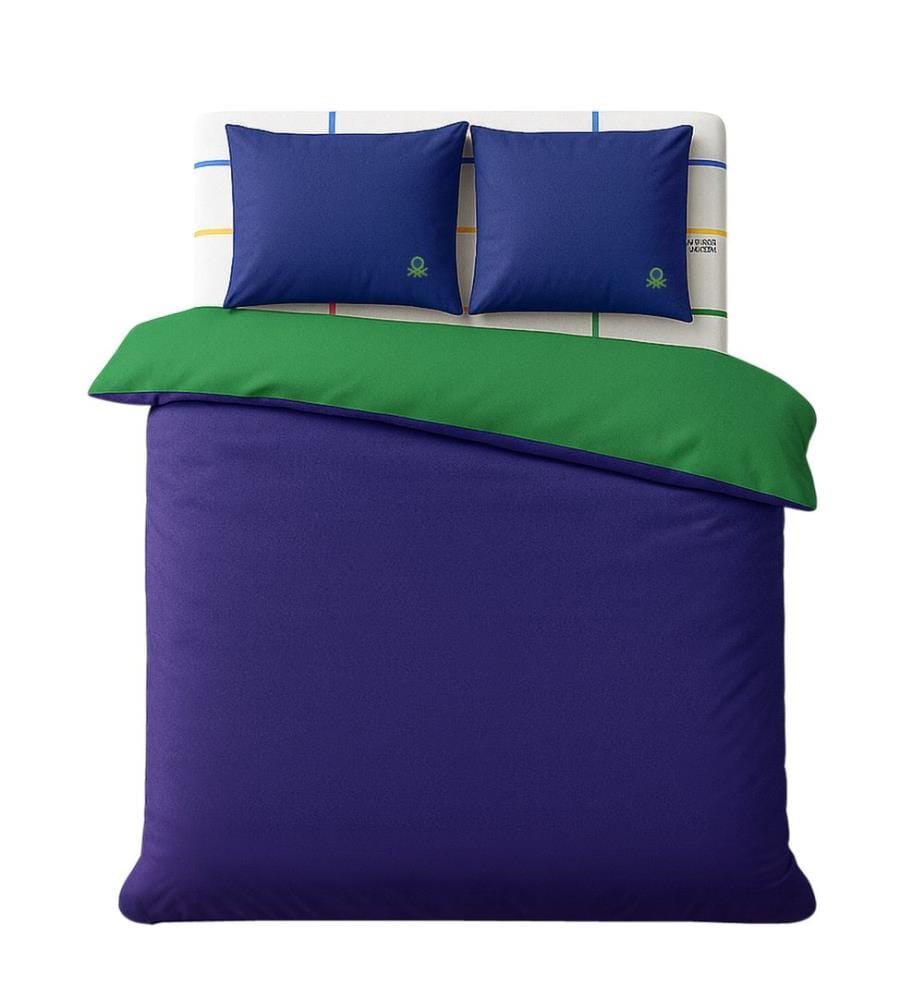 150 cm Bed Set - Reversible Green & Blue Rainbow