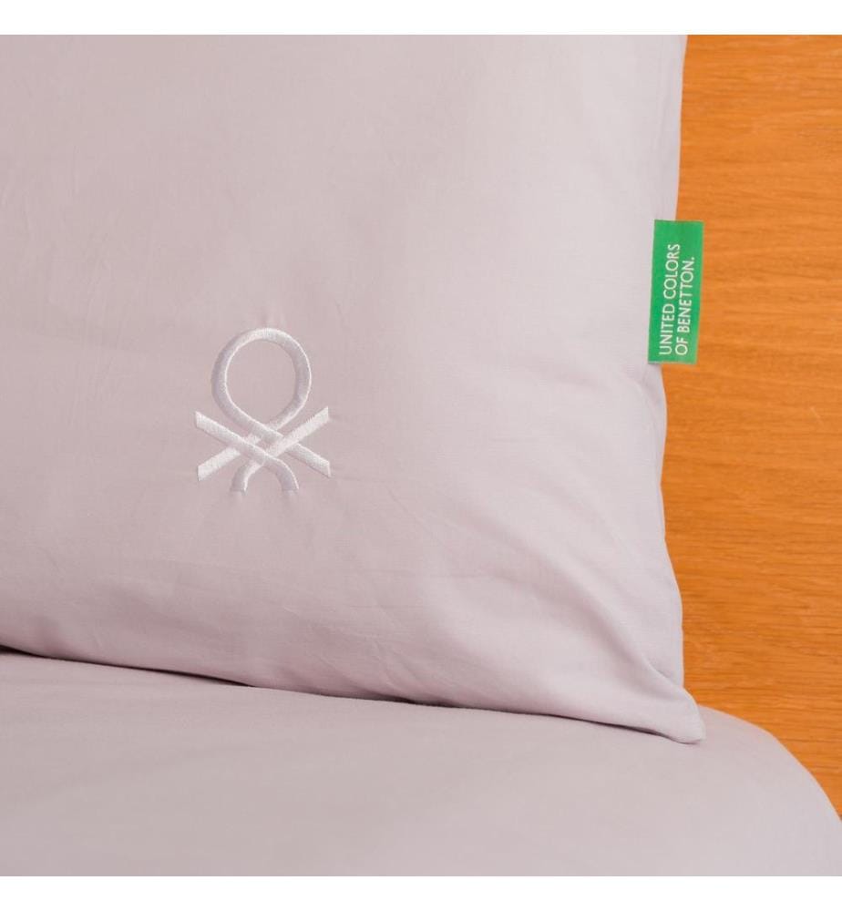 Set letto 2 pezzi (copripiumino 155x220cm + federa 80x80cm) 200Tc 100% cotone neutro grigio e bianco.