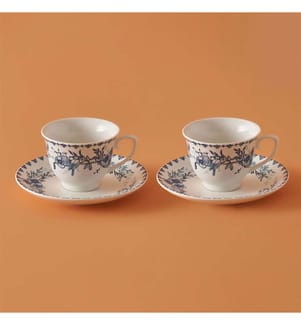 Set di 2 tazze da caffè bianche e blu 90 cc - Blu
