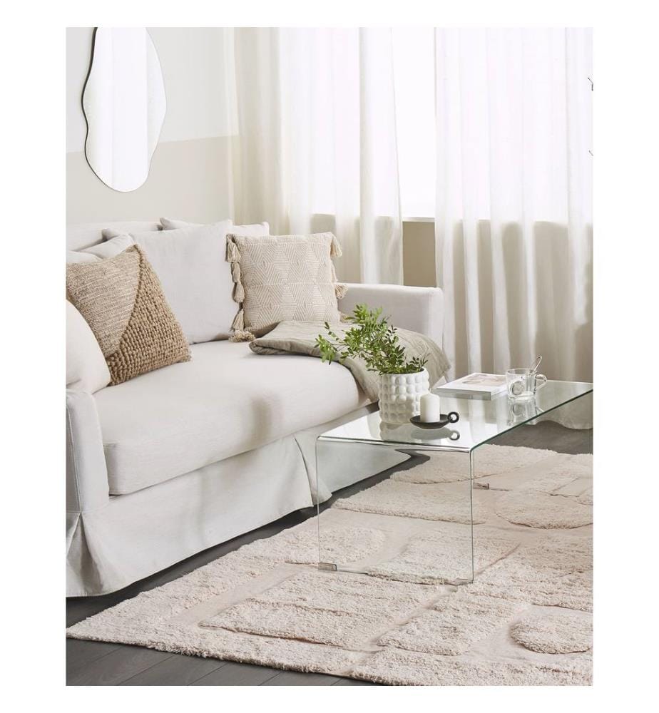 Teppich Beige Baumwolle Rechteckig 160 x 230 cm Geometrisches Muster Getuftet Modern Weich Kurzhaar Kurzflor Wohn- und Schlafzimmer