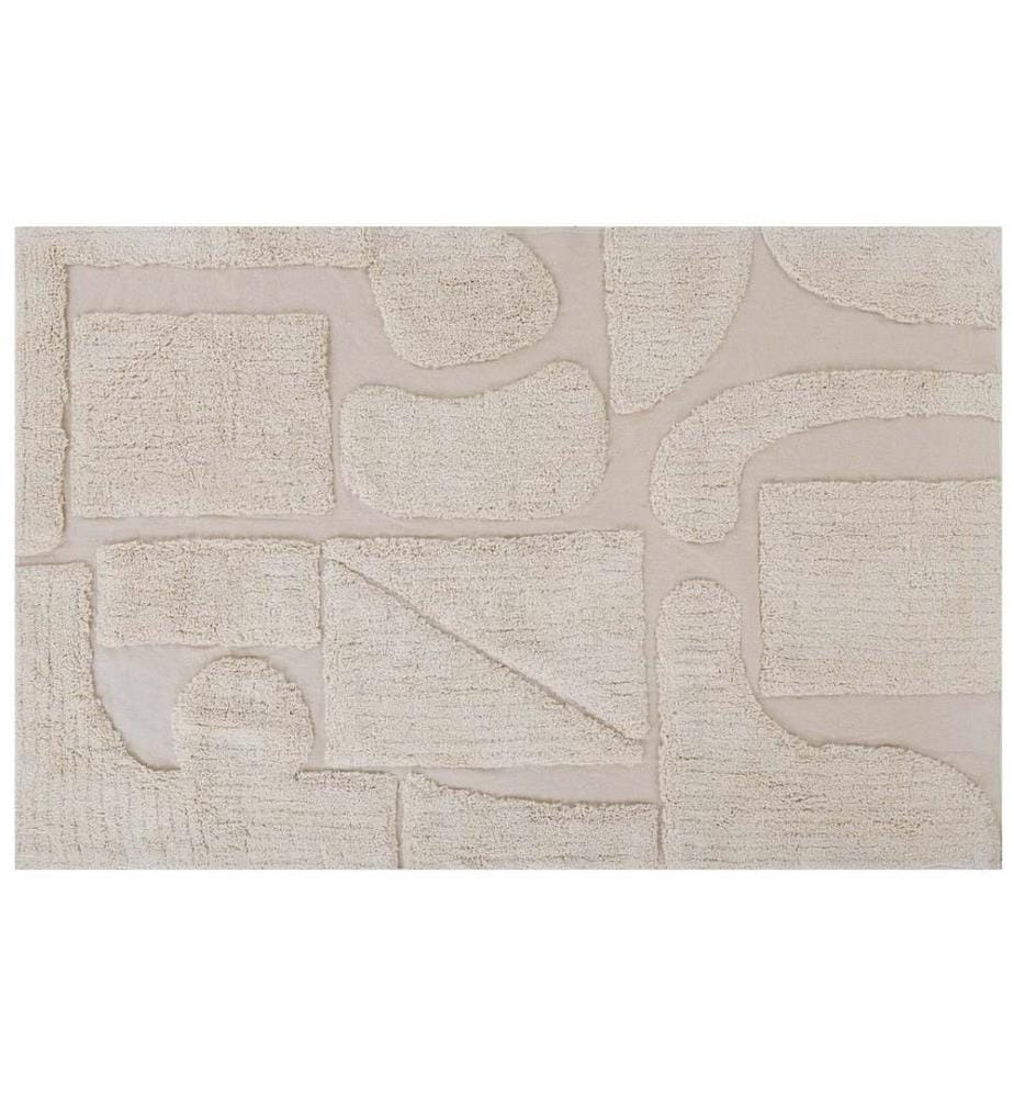 Teppich Beige Baumwolle Rechteckig 160 x 230 cm Geometrisches Muster Getuftet Modern Weich Kurzhaar Kurzflor Wohn- und Schlafzimmer