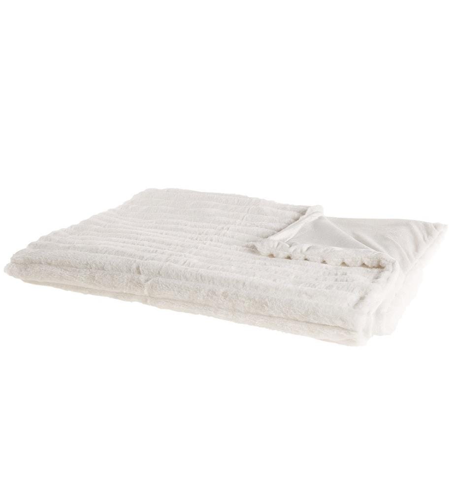 Kuscheldecke Weiss Acryl / Polyester 150 x 200 cm Shaggy Felloptik Schlafzimmer Wohnzimmer