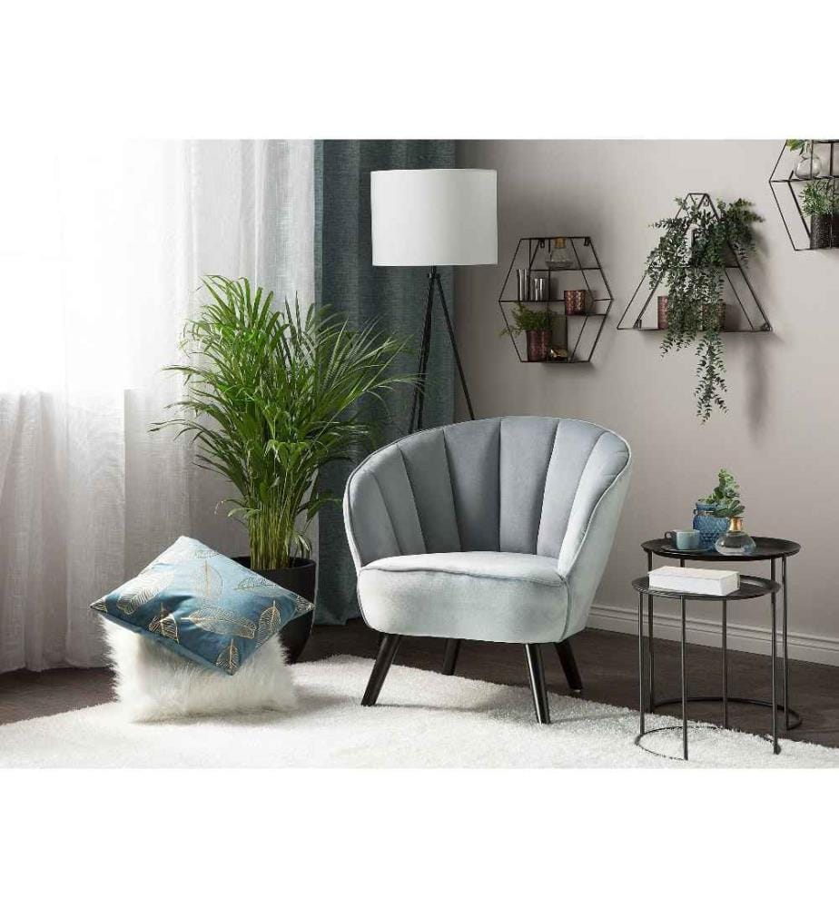 Fauteuil DALA Velours Gris clair