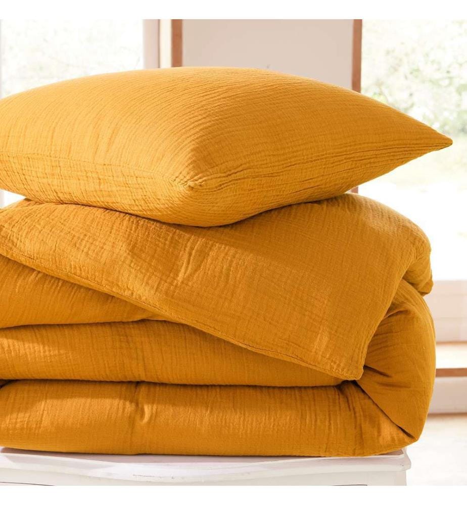 Parure de Couette 140 x 200 cm & 1 Taie d'oreiller 65 x 65 cm - Curry