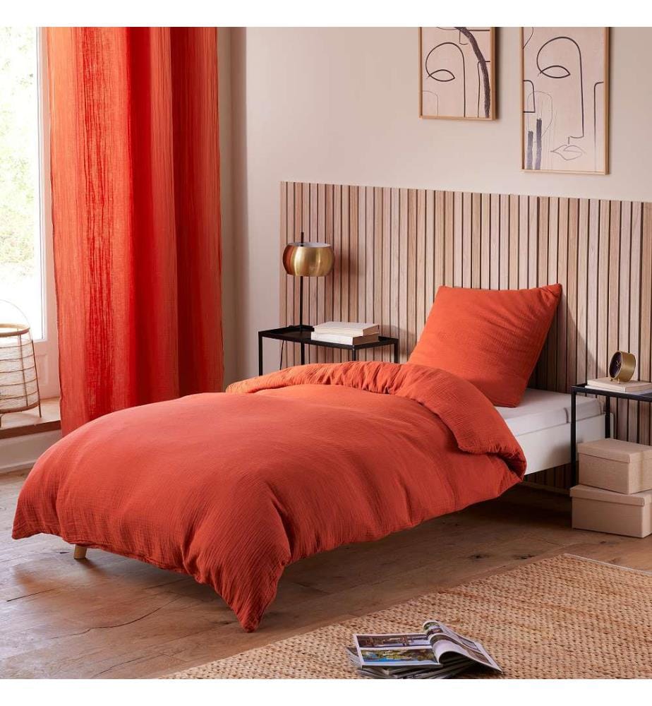 Set piumone 140 x 200 cm e 1 federa 65 x 65 cm - Terracotta