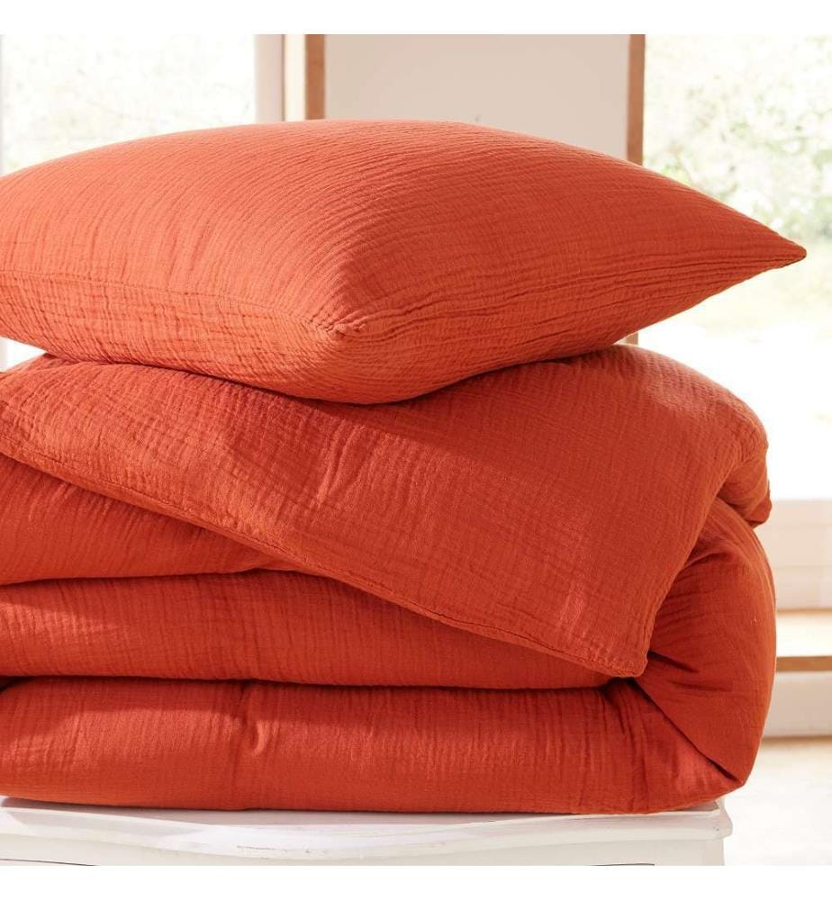 Set piumone 140 x 200 cm e 1 federa 65 x 65 cm - Terracotta