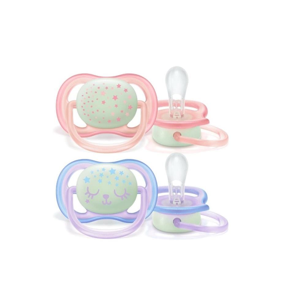 PHILIPS AVENT - Tétines Ultra Air glow in the dark 0 - 6 Mt. Deux pièces.