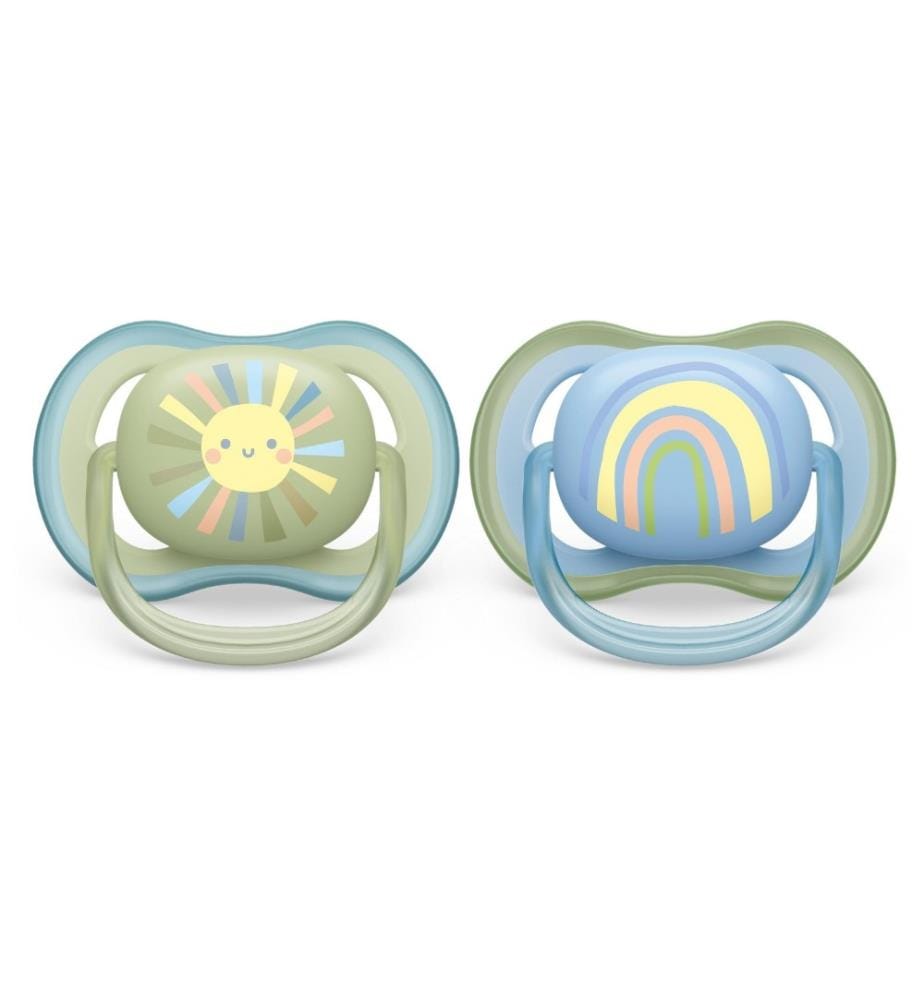 PHILIPS AVENT - Tétines ultra air 0-6 mois Soleil/Arc-en-ciel Bleu/Vert