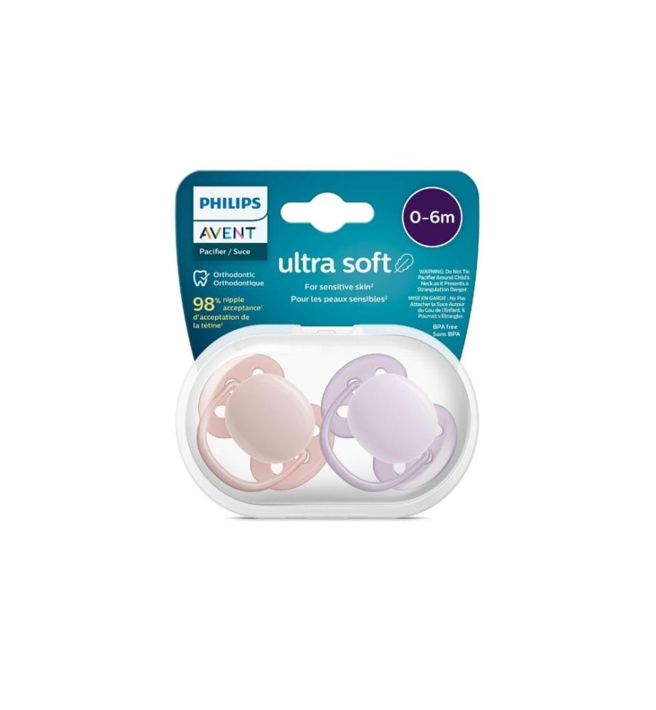 PHILIPS AVENT - Tétines ultra soft 0-6 mois Rose/Blanc