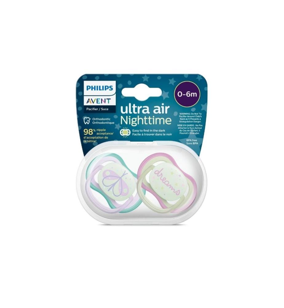 PHILIPS AVENT - Tétines ultra air Night 0-6 mois Motte/Dreams