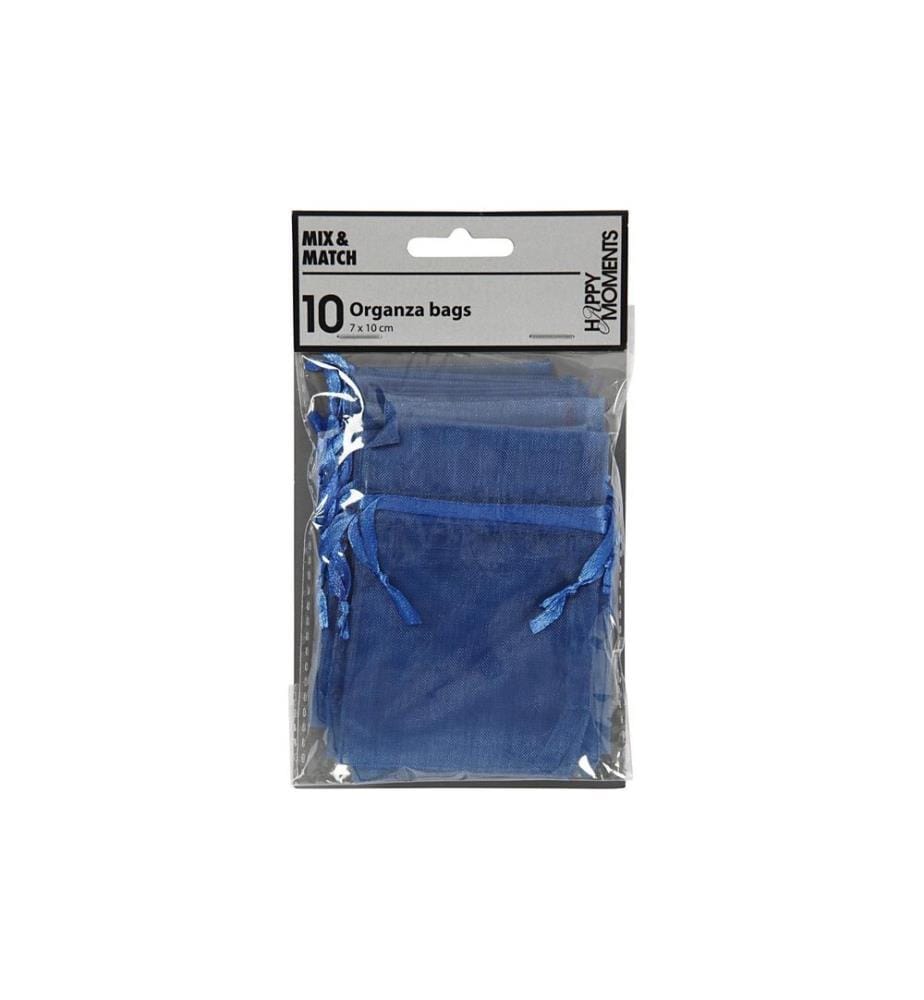 Creativ Company Organzabeutel Organza 7 x 10 cm Blau, 10 Stück
