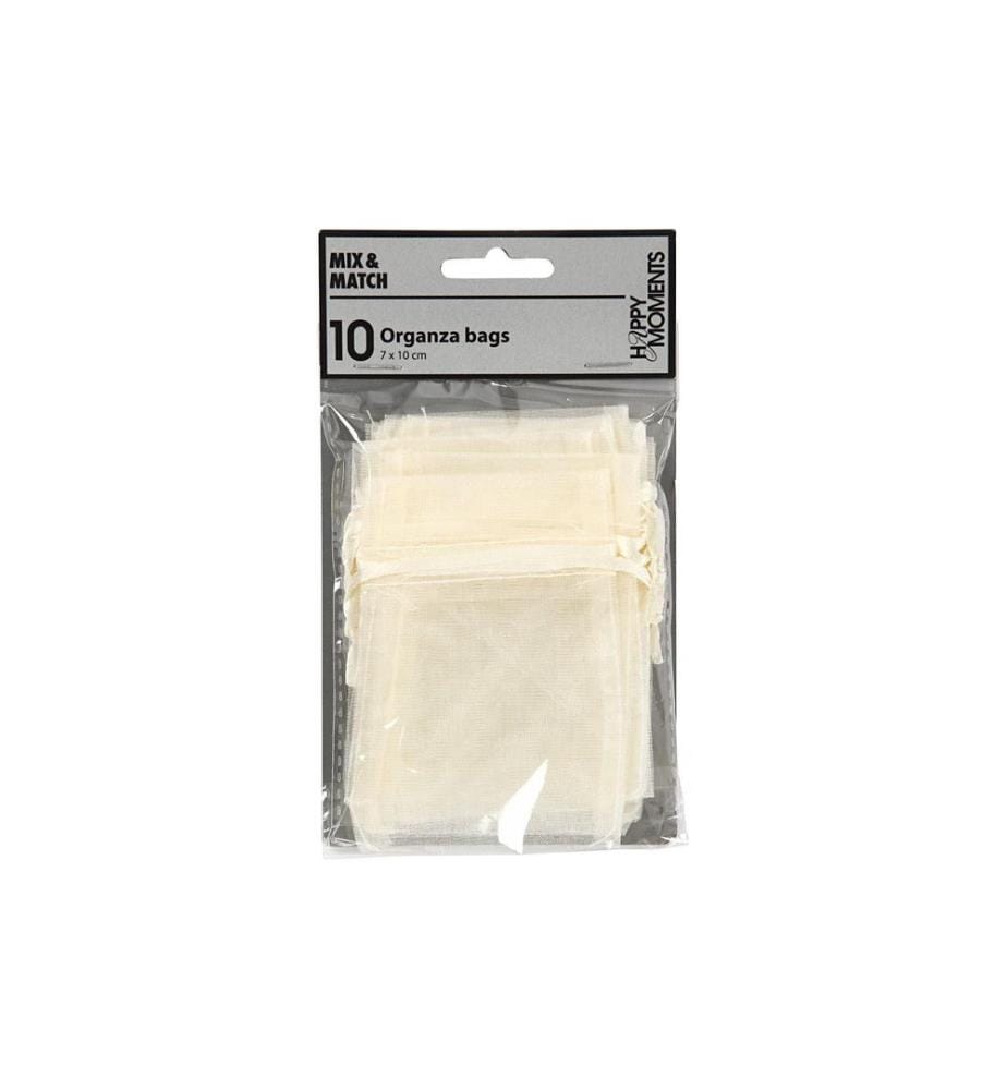 Creativ Company Organzabeutel Organza 7 x 10 cm Crème, 10 Stück