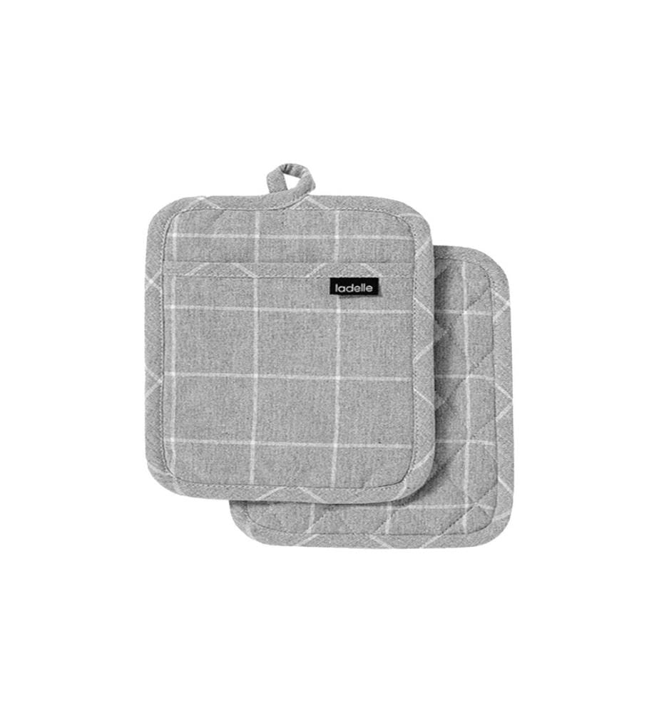Ladelle Topflappen Eco Check 2 Stück, Grau