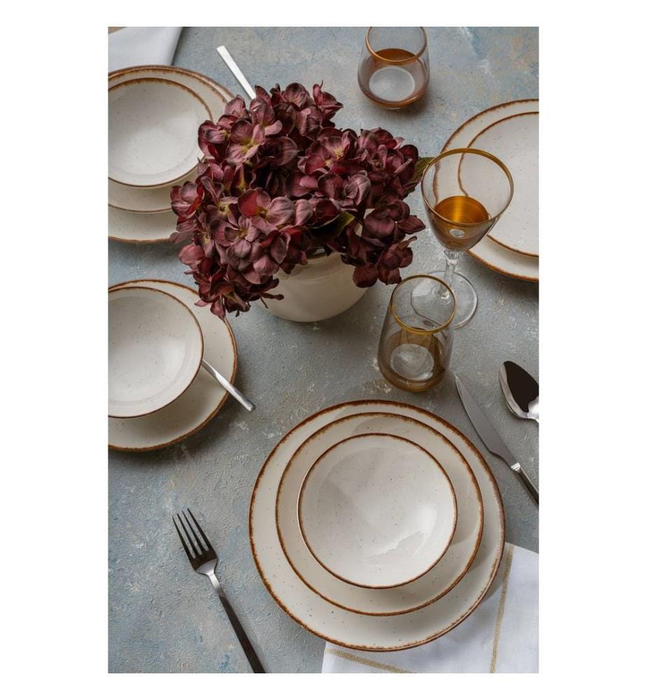 Service de Table (24 pièces) - Blanc, Brun