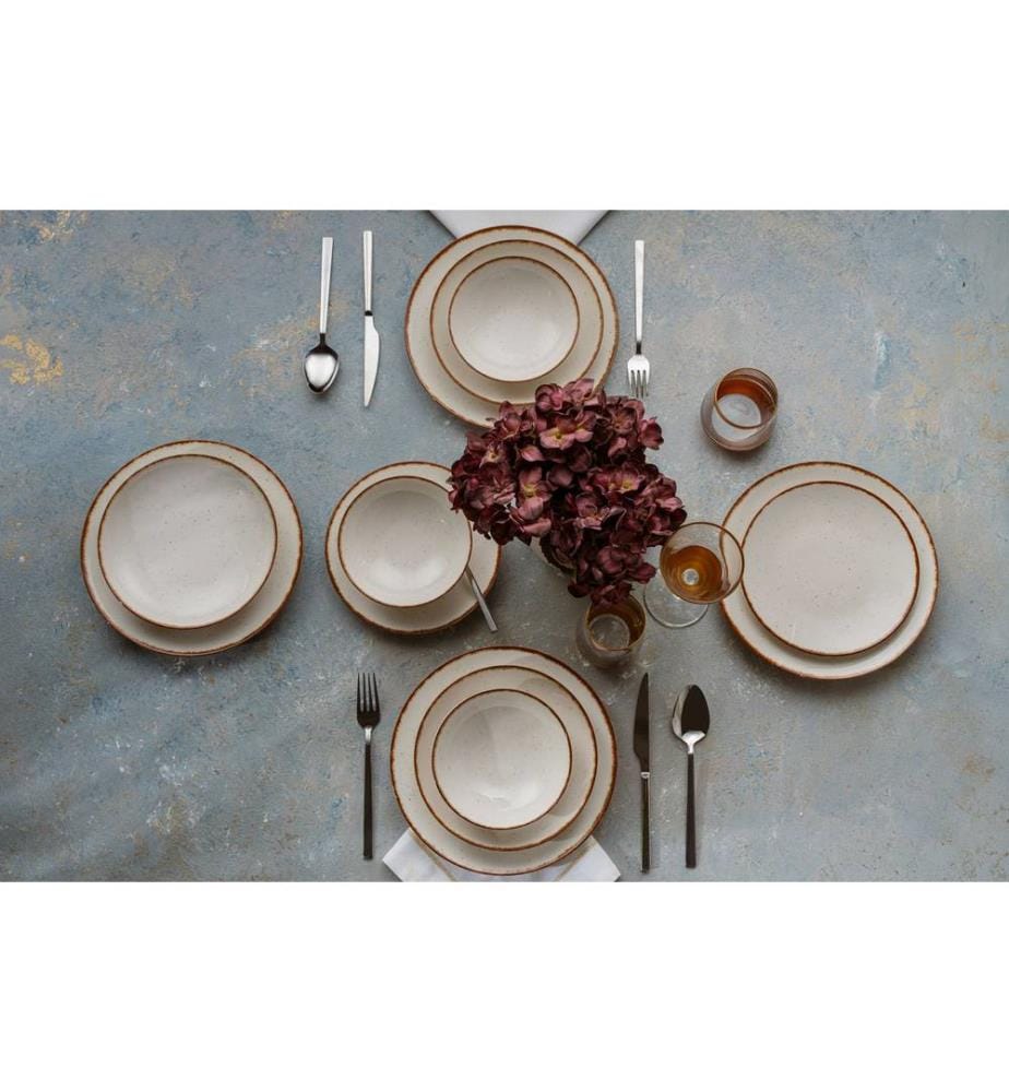 Service de Table (24 pièces) - Blanc, Brun