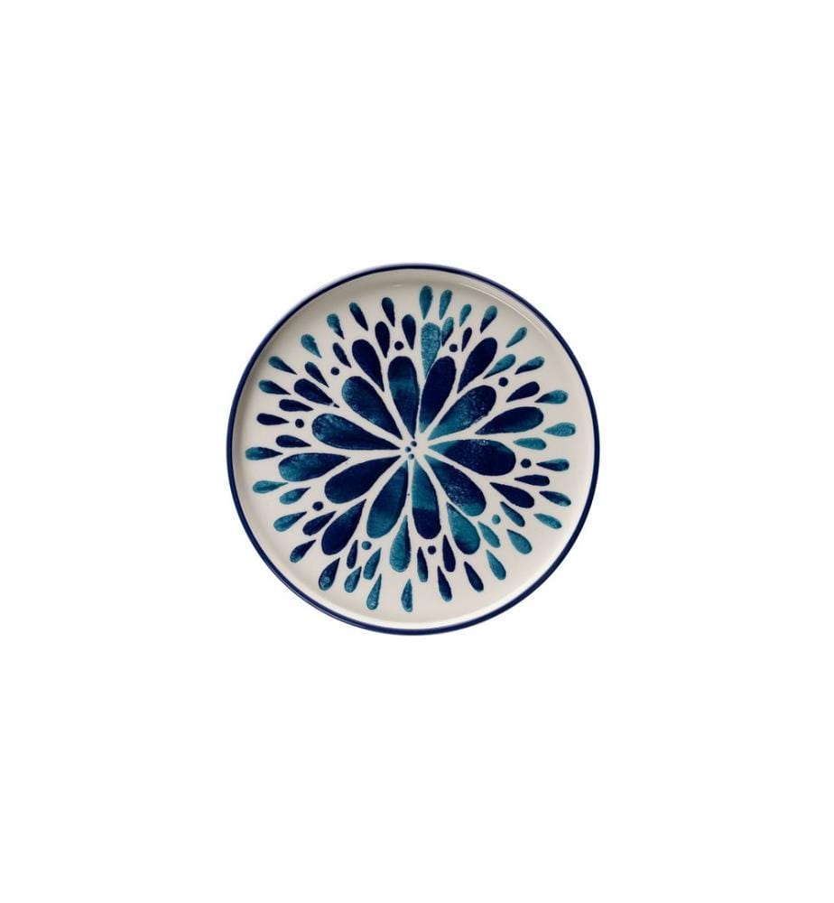 Frühstücksset, 14-teilig, blau, weiss, 100 % KERAMIK