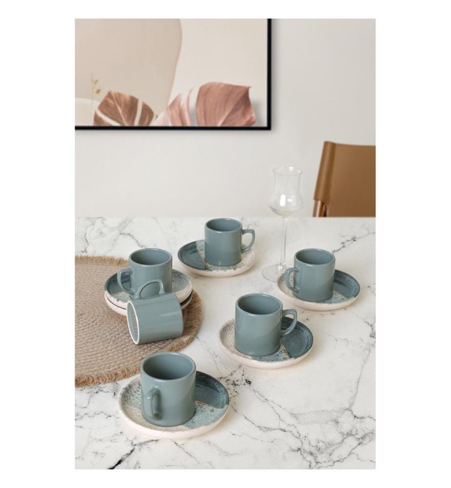 Kaffeetassen-Set, 12-teilig, mehrfarbig, 100 % STEINGUT