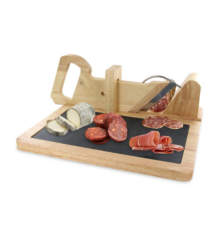 Aufschnittmaschine mit Schieferplatte - Braun und Schwarz