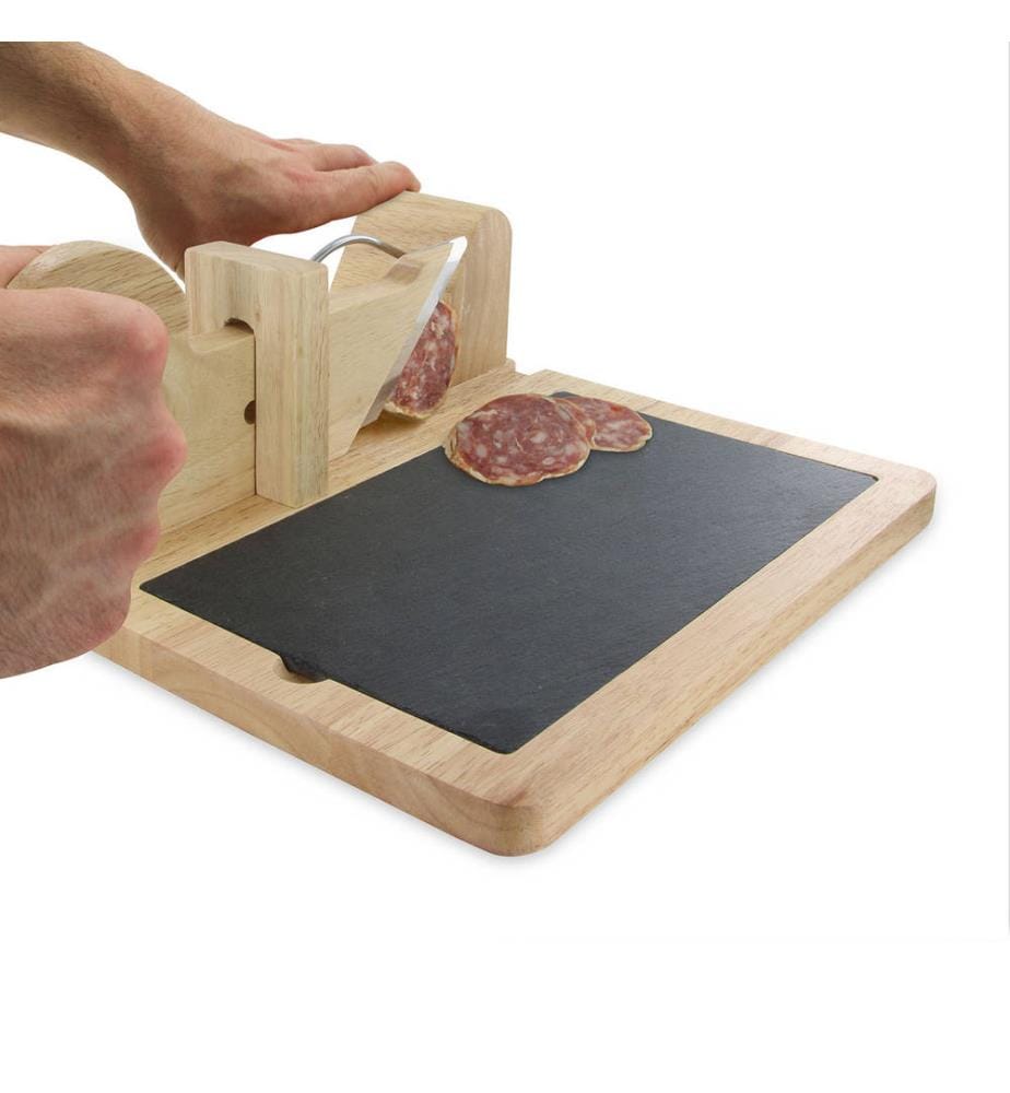 Aufschnittmaschine mit Schieferplatte - Braun und Schwarz