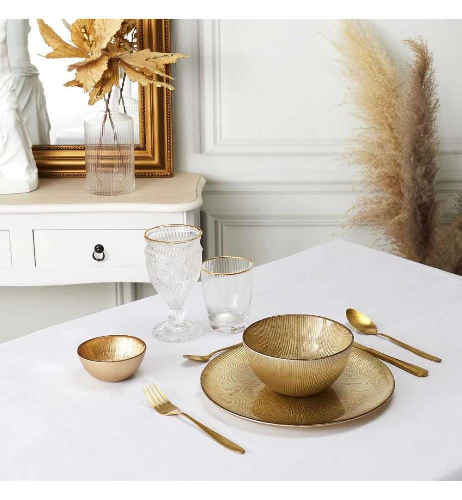 Lot de 6 Assiettes en Verre 27 cm - Doré