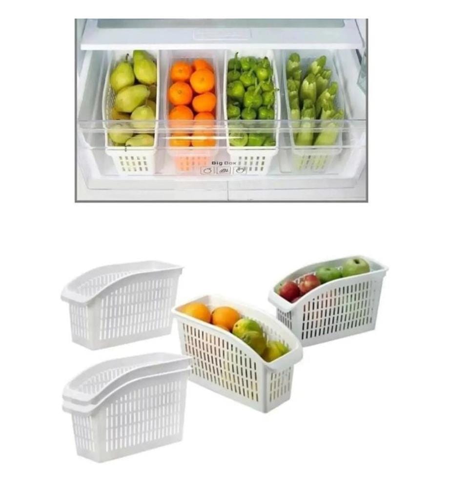 Kühlschrank-Organizer-Set, 4-teilig, Weiss, 100 % Kunststoff