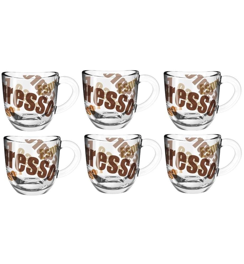 Espressotasse Napoli mit Text 80 ml, 6 Stück, Transparent