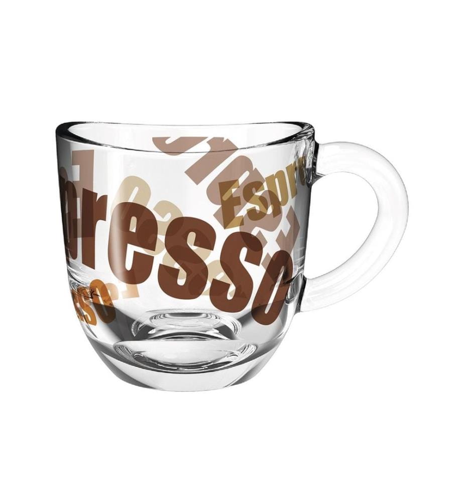 Espressotasse Napoli mit Text 80 ml, 6 Stück, Transparent