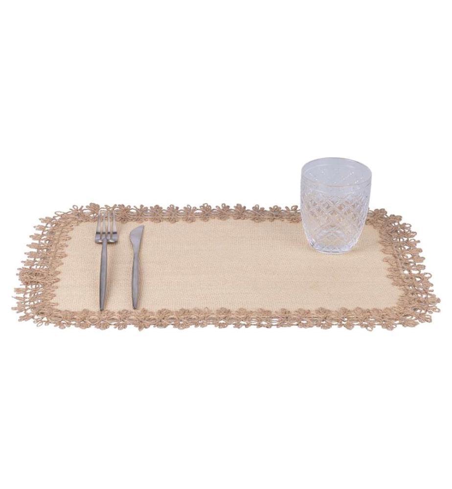Rechteckiges Tischset aus Jute - Braun / Beige
