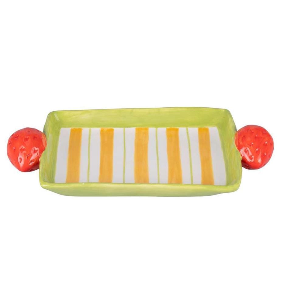 Obstschale mit Griffen - Erdbeeren