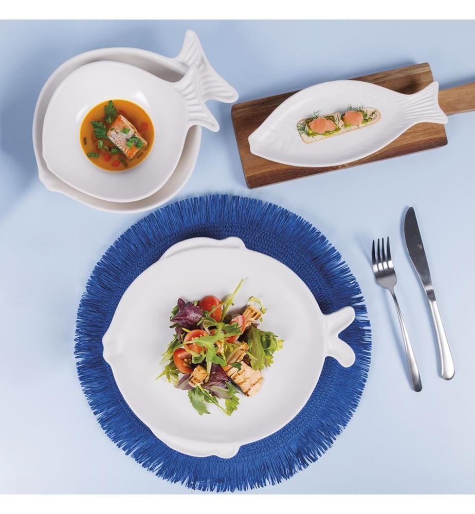 Assiette Kos Fish Oval 31 cm - Blanc