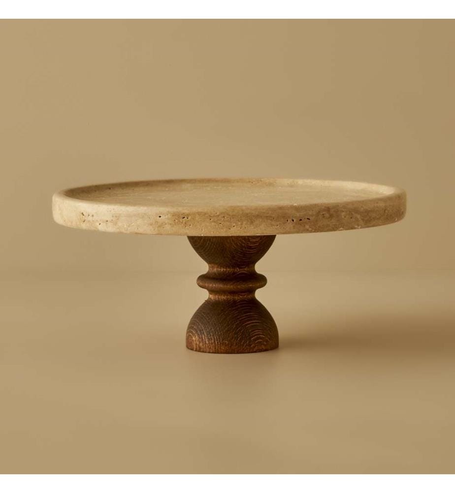 Présentoir à gâteau 25 cm - Ephesus Travertine - Naturel