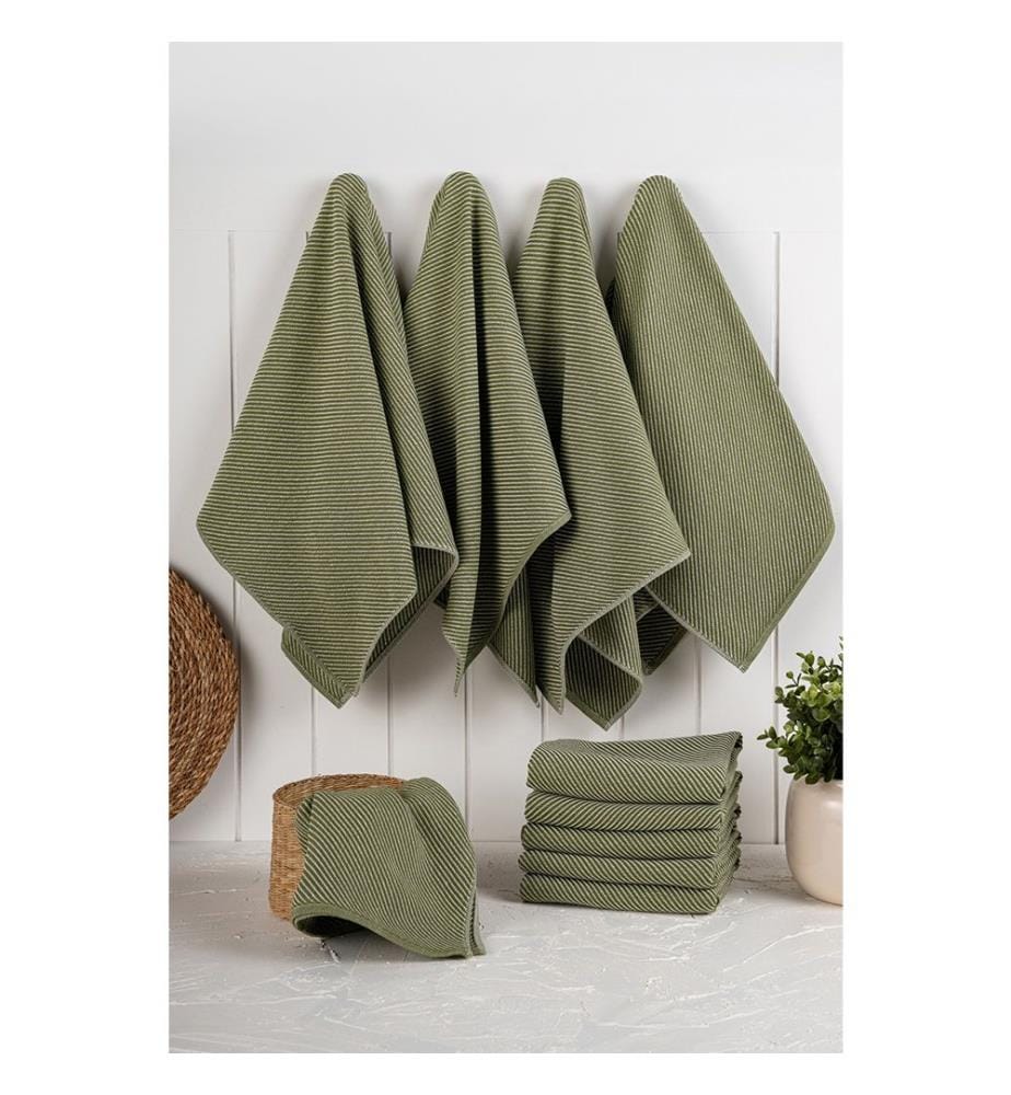 Lot de 10 torchons - Vert foncé