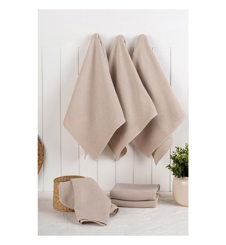 Lot de 6 torchons - Beige