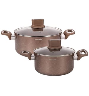 Lot de 2 casseroles avec couvercles - Brun