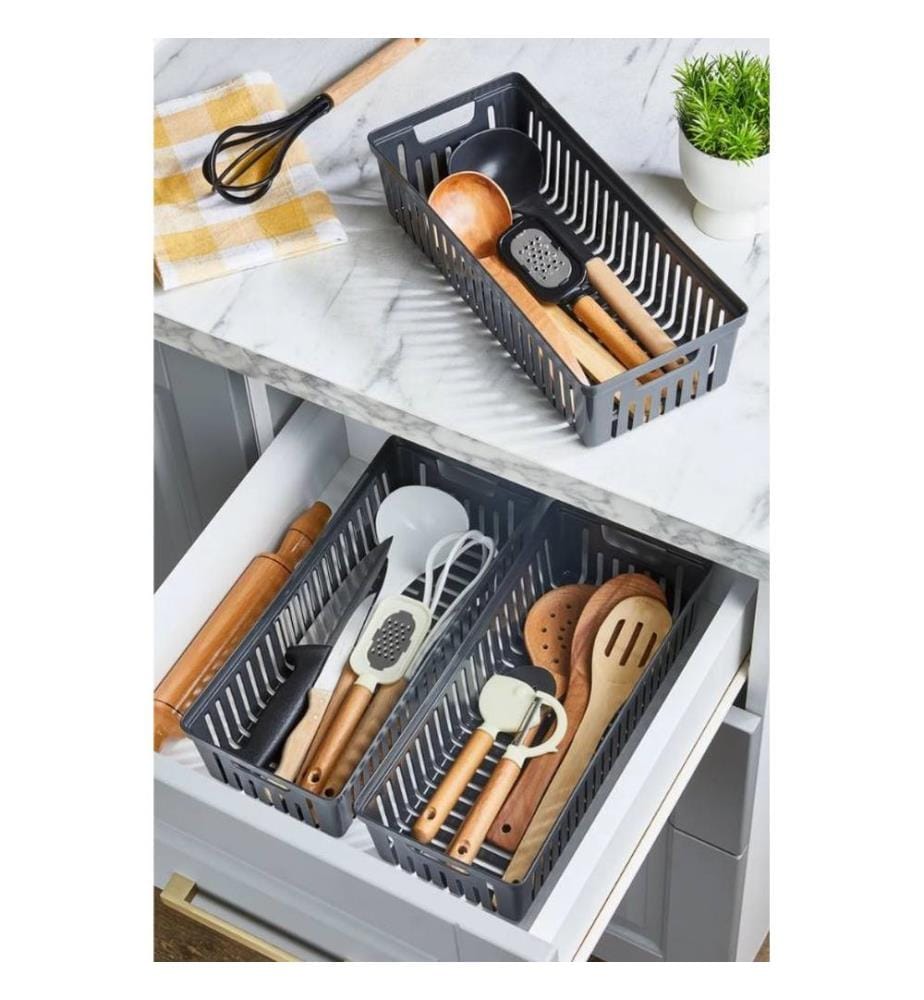 Lot de 3 organiseurs de cuisine - Gris