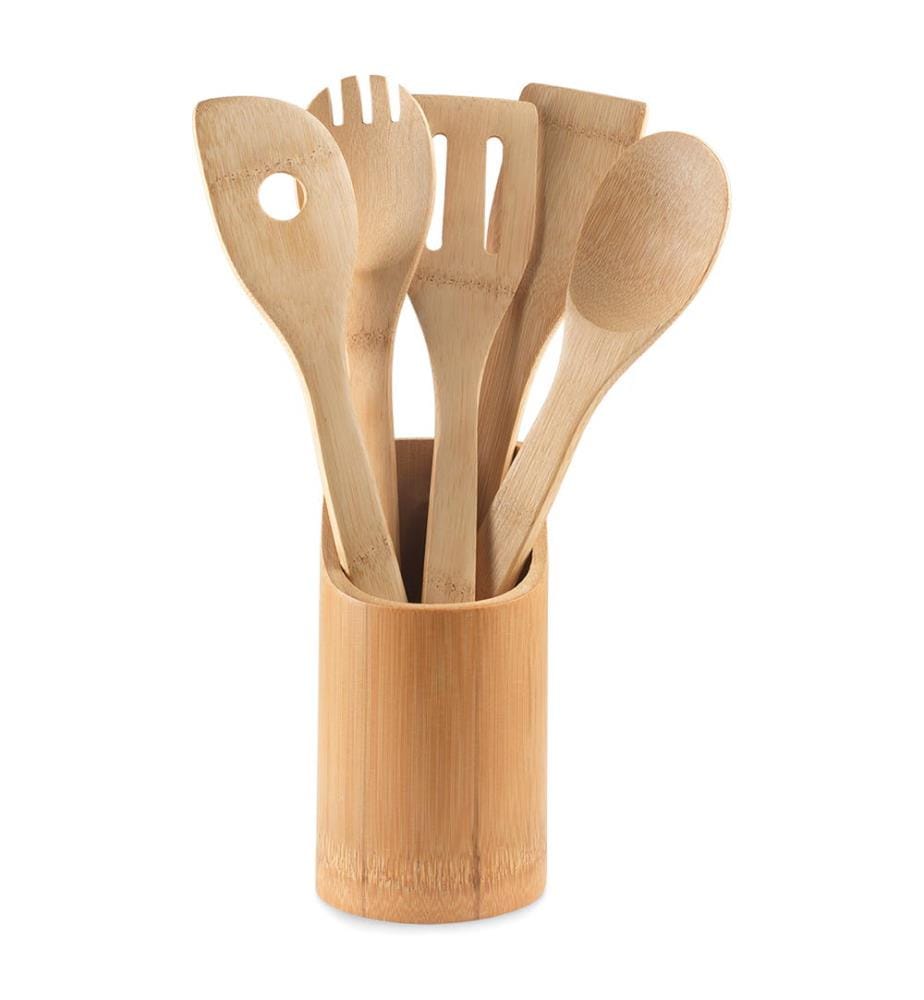 5pcs kitchen set Bamboo spoon+container 5+1