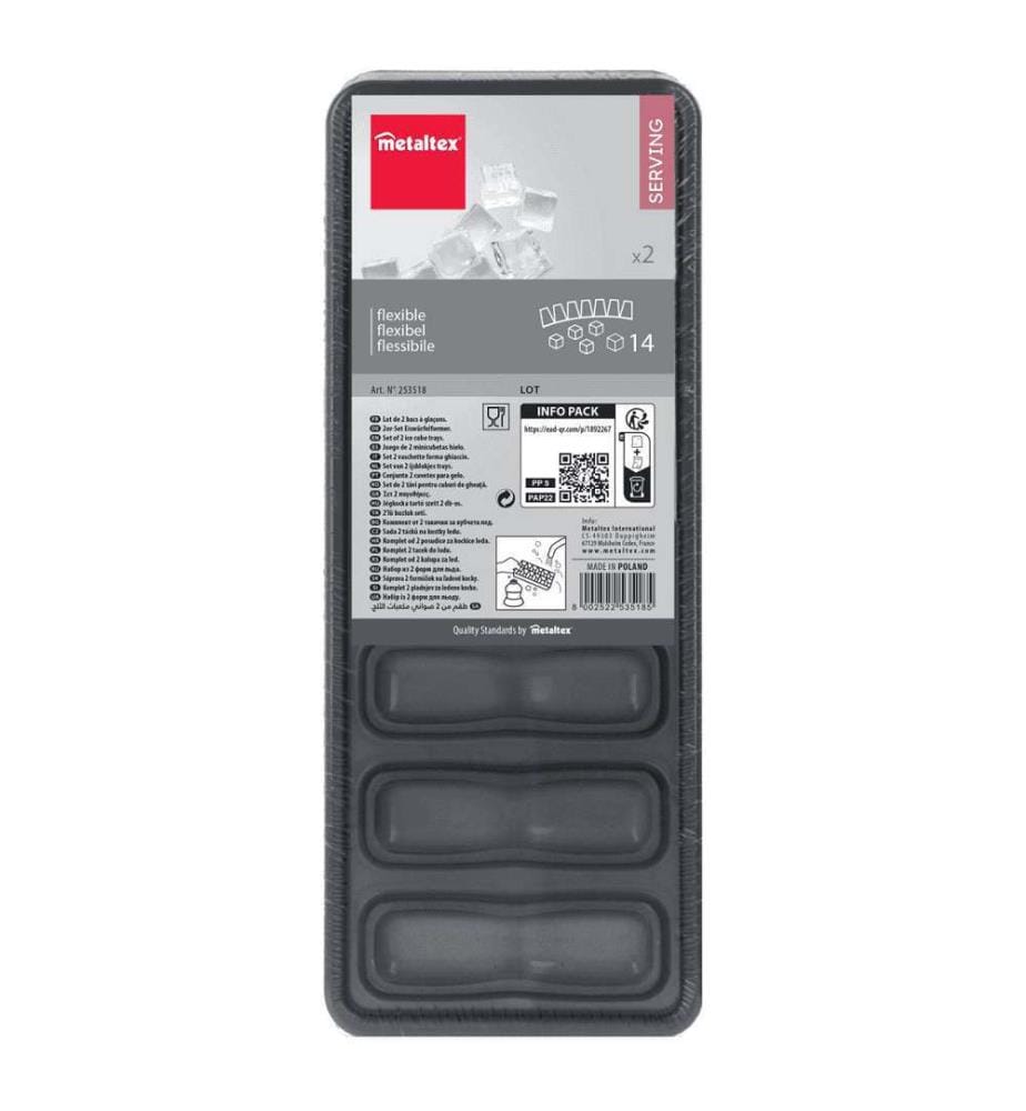 Set aus 2 Eiswürfelbehältern mit Deckel 25,5x10x5,2h cm - sortierte Farben