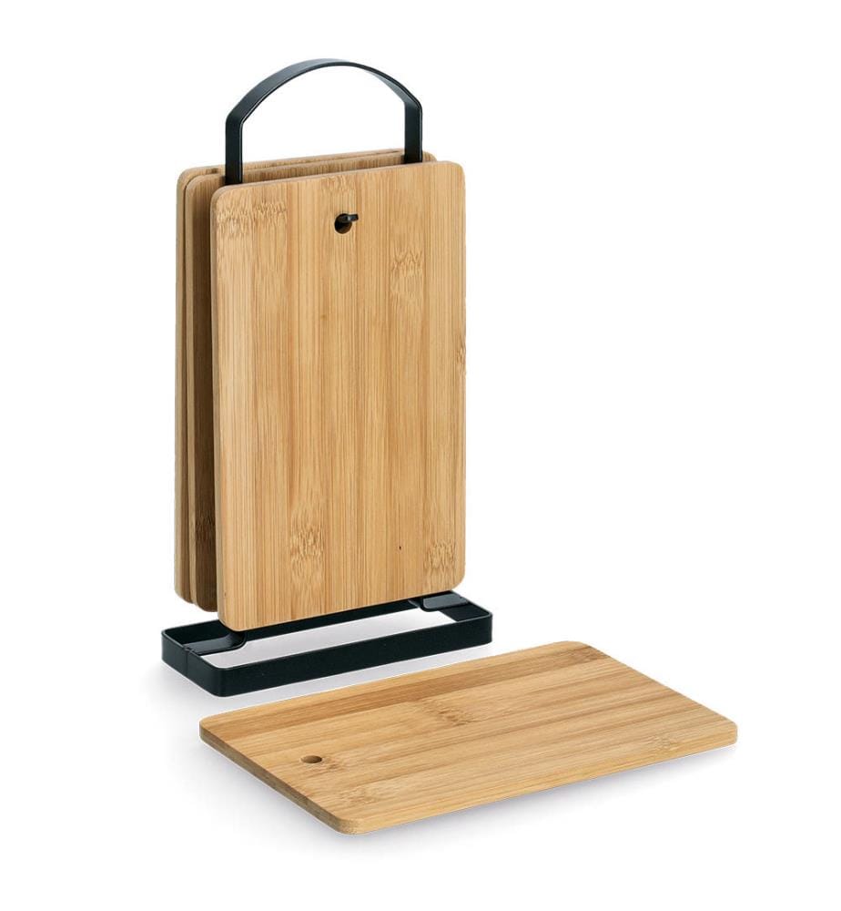 Board stand set, 5-piece, bamboo/metal - brown