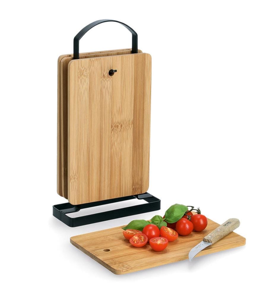 Board stand set, 5-piece, bamboo/metal - brown