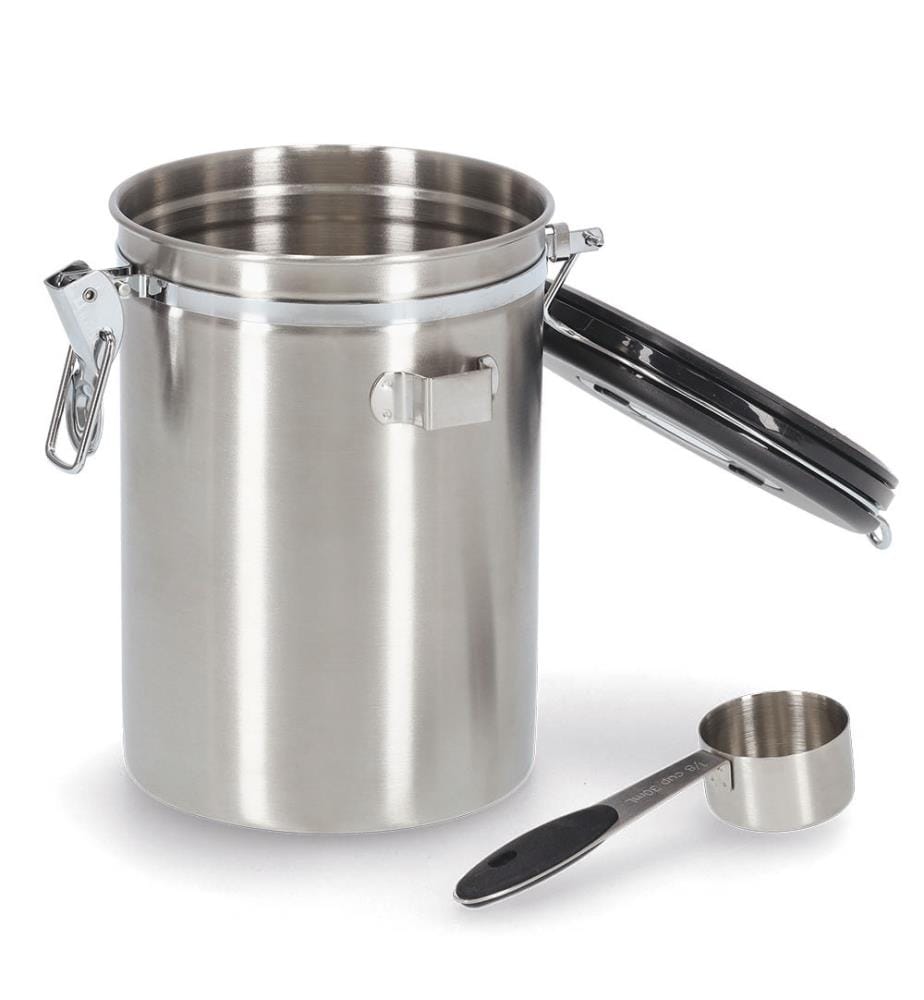 Barattolo da caffè con cucchiaio, 1700ml, acciaio inox/plastica - argento