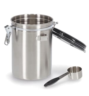 Barattolo da caffè con cucchiaio, 1700ml, acciaio inox/plastica - argento