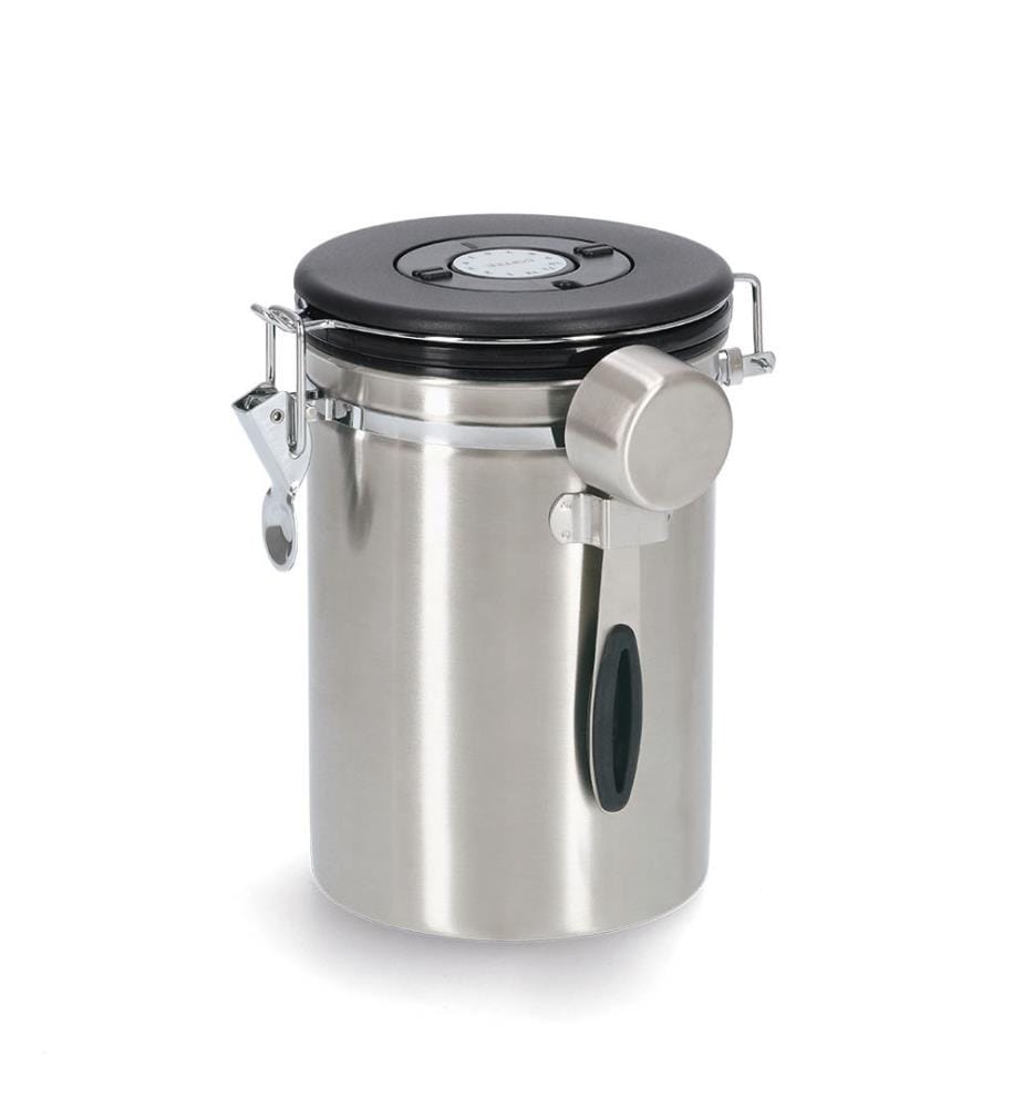 Barattolo da caffè con cucchiaio, 1700ml, acciaio inox/plastica - argento