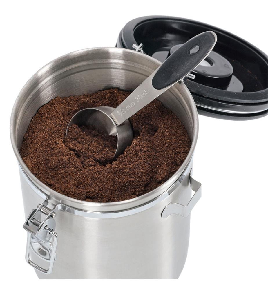 Barattolo da caffè con cucchiaio, 1700ml, acciaio inox/plastica - argento
