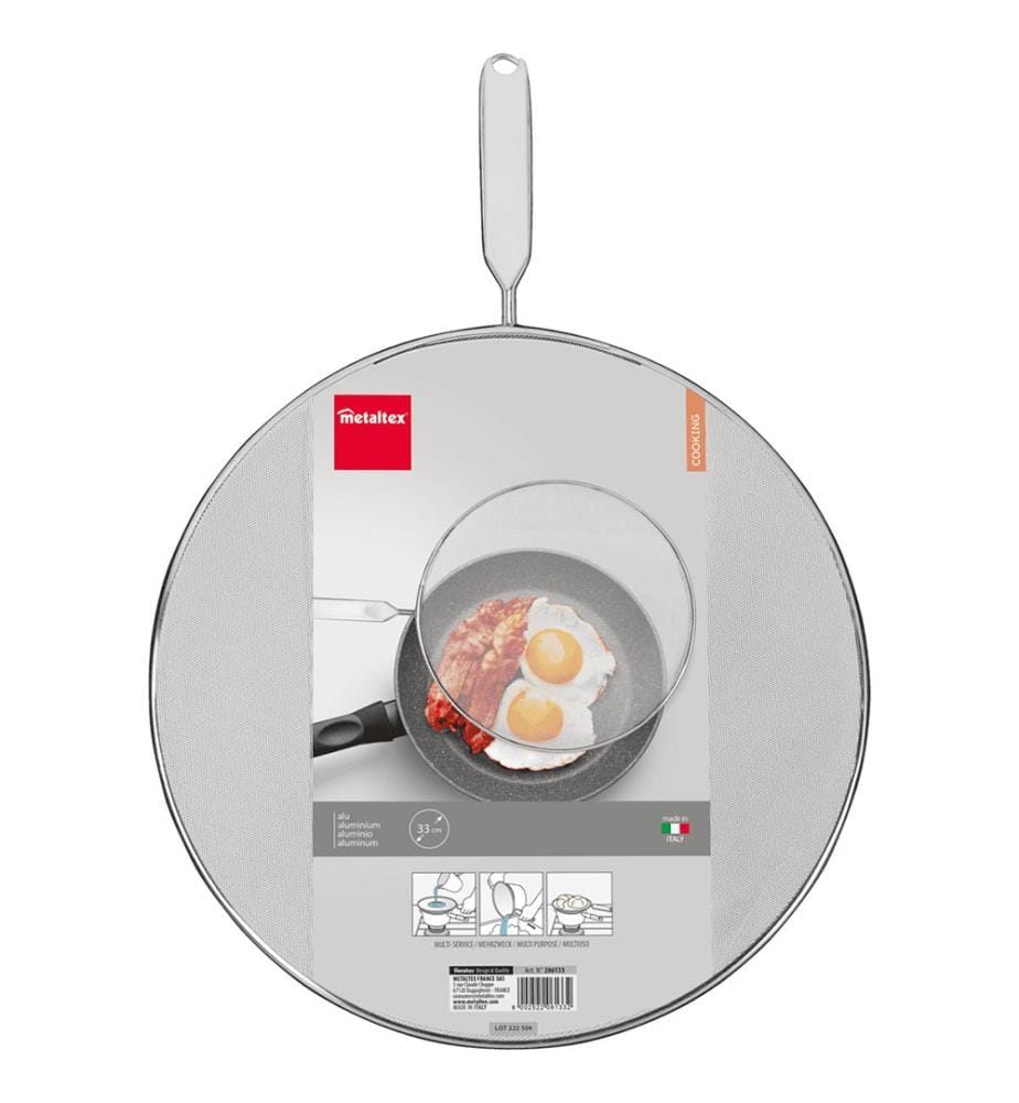 Paraspruzzi in alluminio, manico in plastica, 29 cm