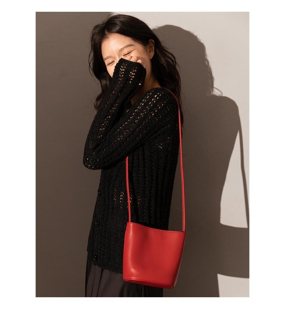 Minimalistische Eimertasche - Rot