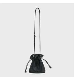 Mini sac seau en cuir souple - Noir