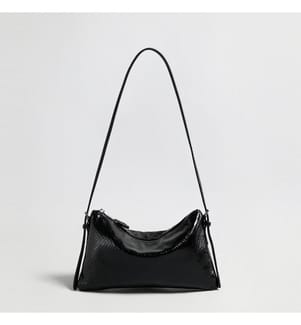 Mini sac hobo effet serpent - Noir