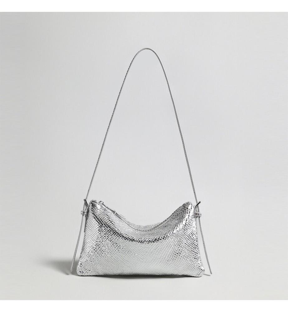 Mini sac hobo effet serpent - Argent